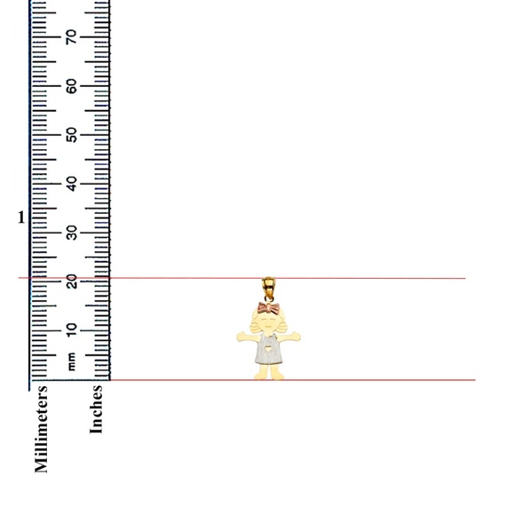 14K Tri Color Gold Girl Pendant